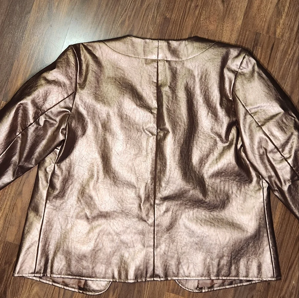 Vtg Jaclyn Smith Large Metallic Copper Bronze Button Front Holiday Jacket. - Picture 5 of 12